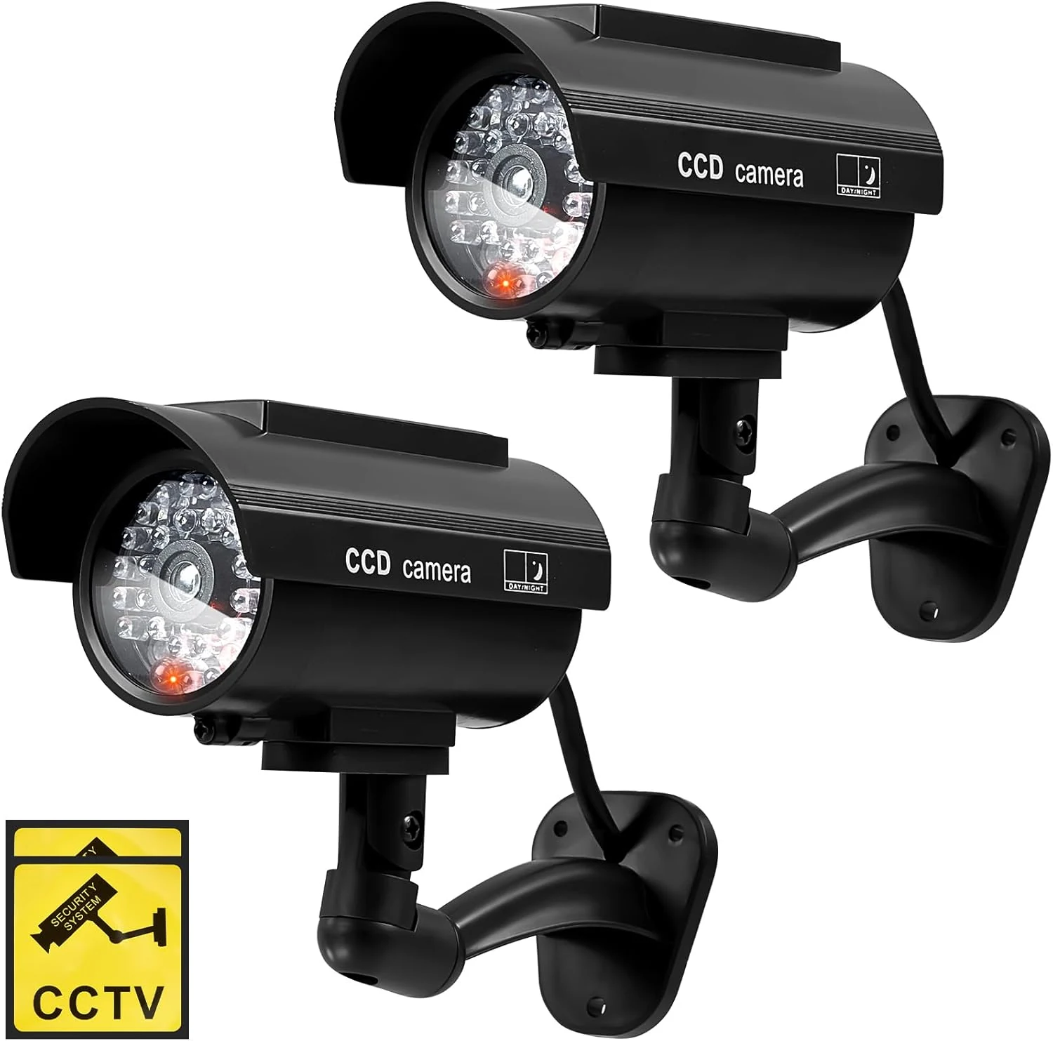 Kanayu 4 Pcs Black Solar Powered Fake Security Camera Dummy