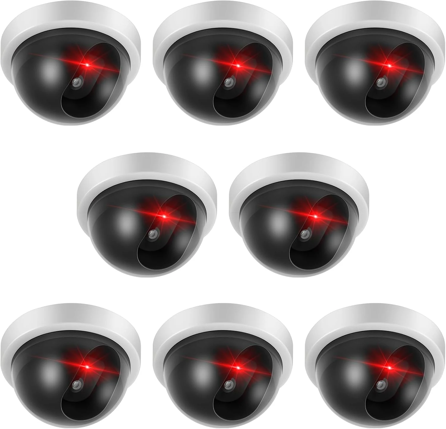 Kanayu 8 Pack Fake Security Camera Dummy CCTV Dome Camera with Flashing Red LED (White)