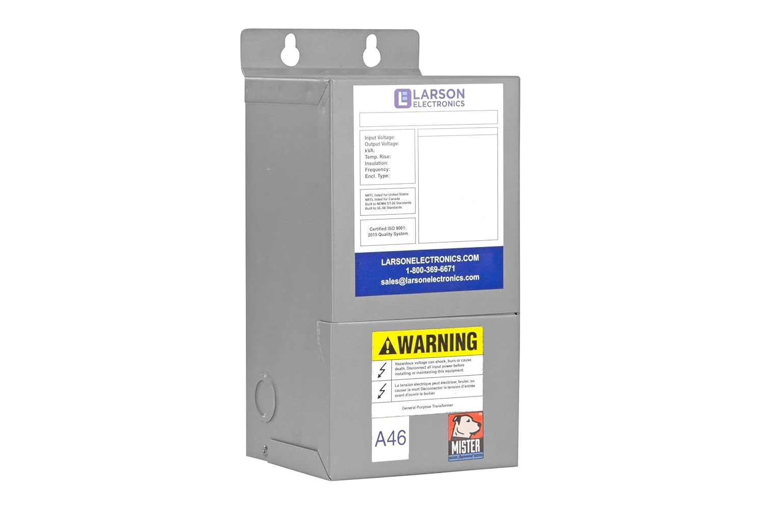 1-Phase Buck/Boost Step-Down Transformer - 245V Primary - 220V Secondary - 22.89, 34.33 or 68.67 Amps - 50/60Hz