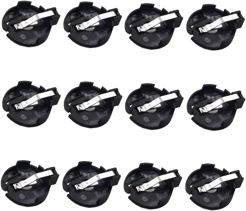 (Pack of 12 CR2032 2025 2015 Battery Holder, Coin Cell Button Socket Holder Case, CR2032 2025 2015 Coin Cell Battery Holder with 2 Pin Solder Mounting Lead)
