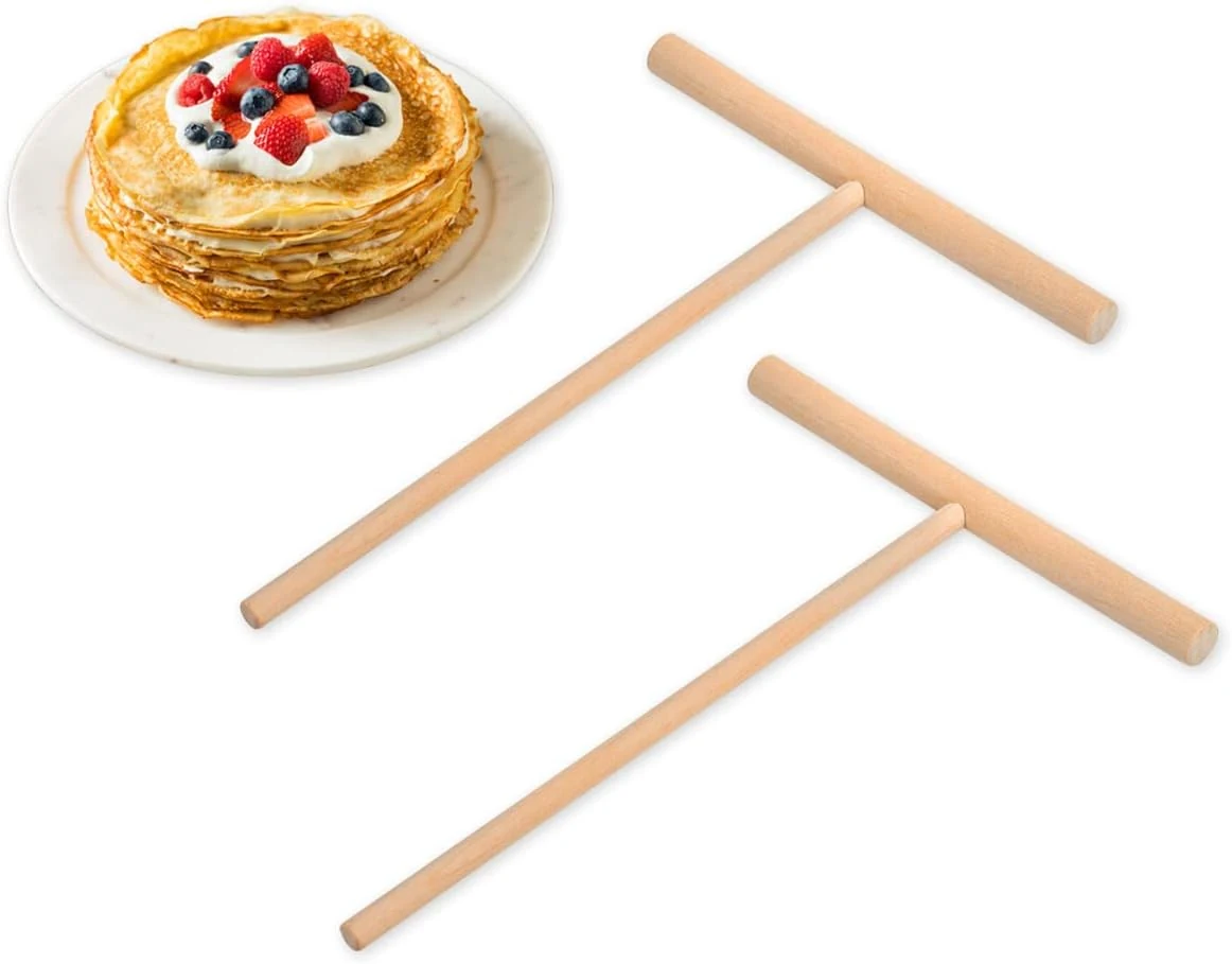 DS. DISTINCTIVE STYLE Crepe Spreader 2 Pieces 6.1 Inches x 4.7 Inches Natural Wooden T-Shaped Tool