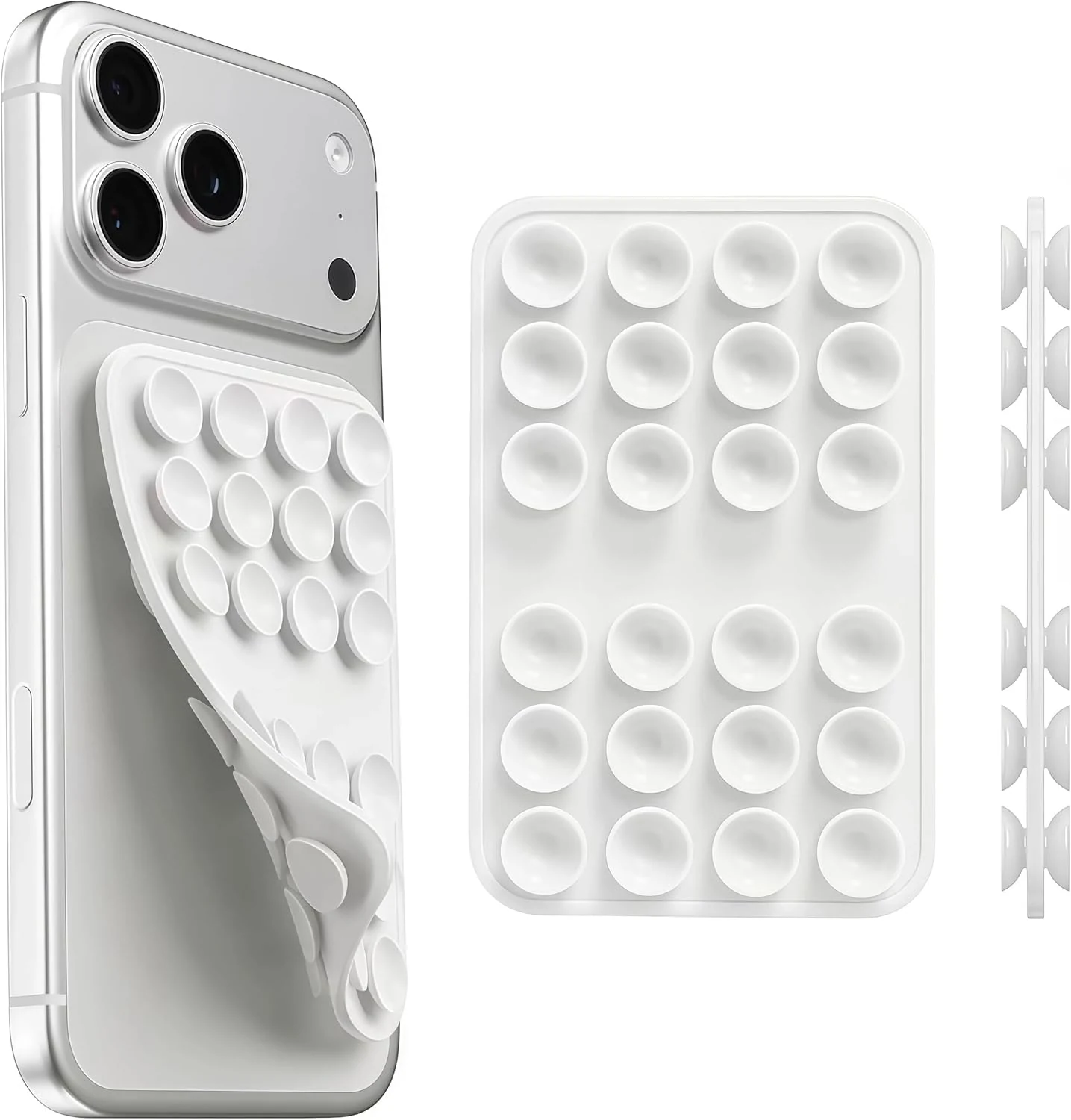 Upgraded Double Sided Silicone Suction Cup Phone Case Mount, Sticky Phone Grip Holder for Hands-Free Selfes & Videos (White)