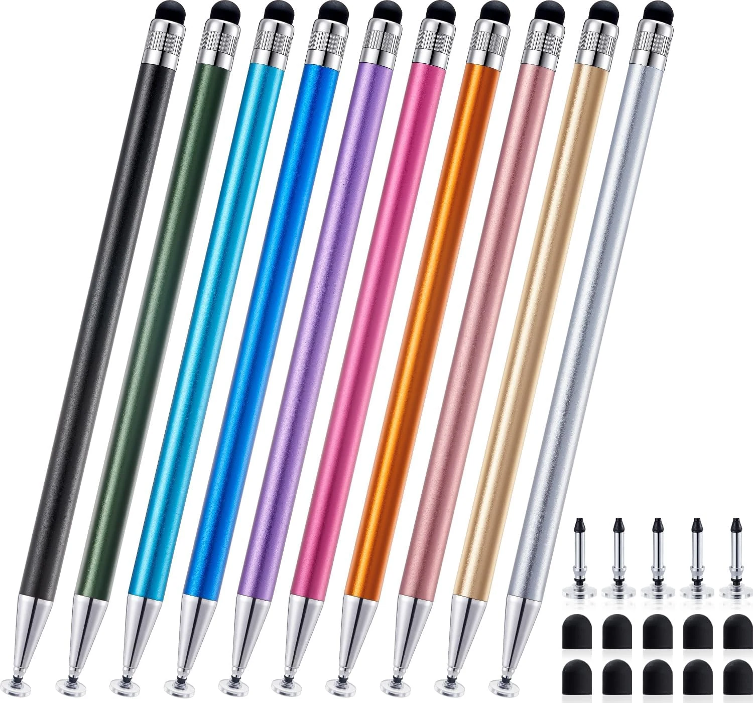LINFANC 10 Pcs 2-in-1 Stylus Pen for Touchscreen, High Precision & Sensitivity Stylus Pen for iPad/iPhone/Android Tablets