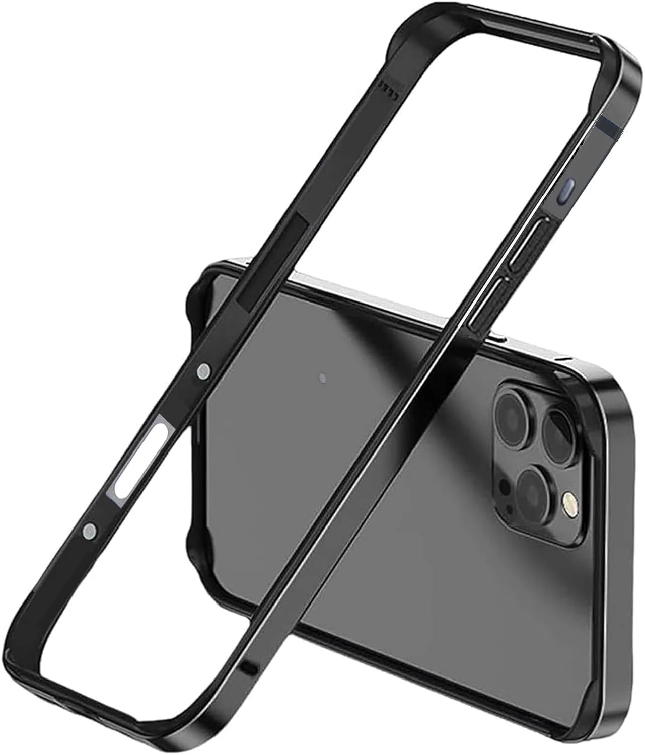 New Aluminum Frame Metal Bumper Frame Slim Hard Case Cover for iPhone16Pro MAX, Metal Frame with Soft Inner Bumper, Raised Edge Protection (Black Titanium, for iPhone16 Pro Max)