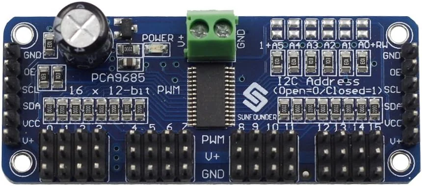 SunFounder PCA9685 16 Channel 12 bit PWM Servo Driver for Arduino and Raspberry Pi