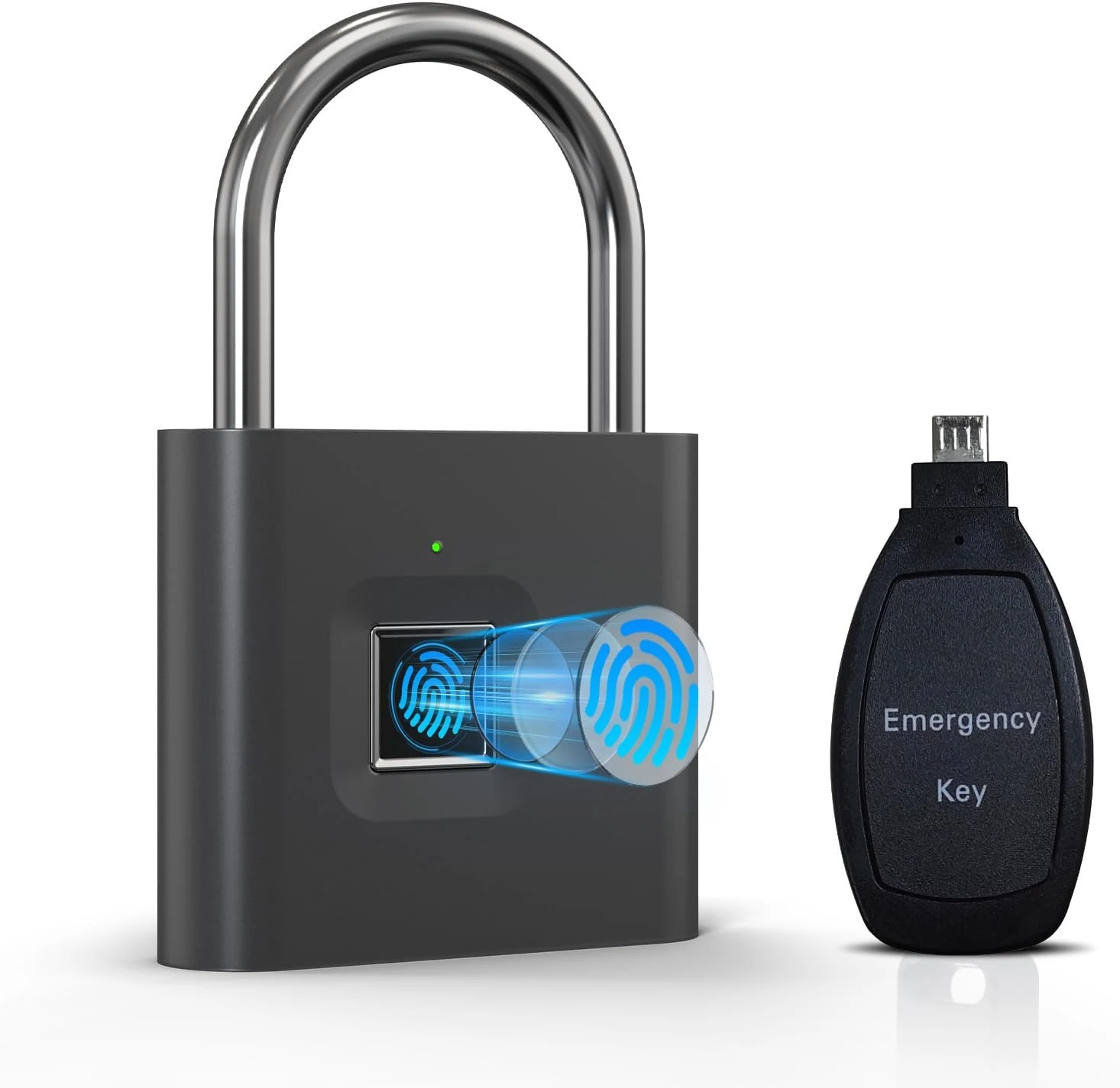 KENRONE fingerprint padlock with emergency key, IP66 waterproof and rustproof
