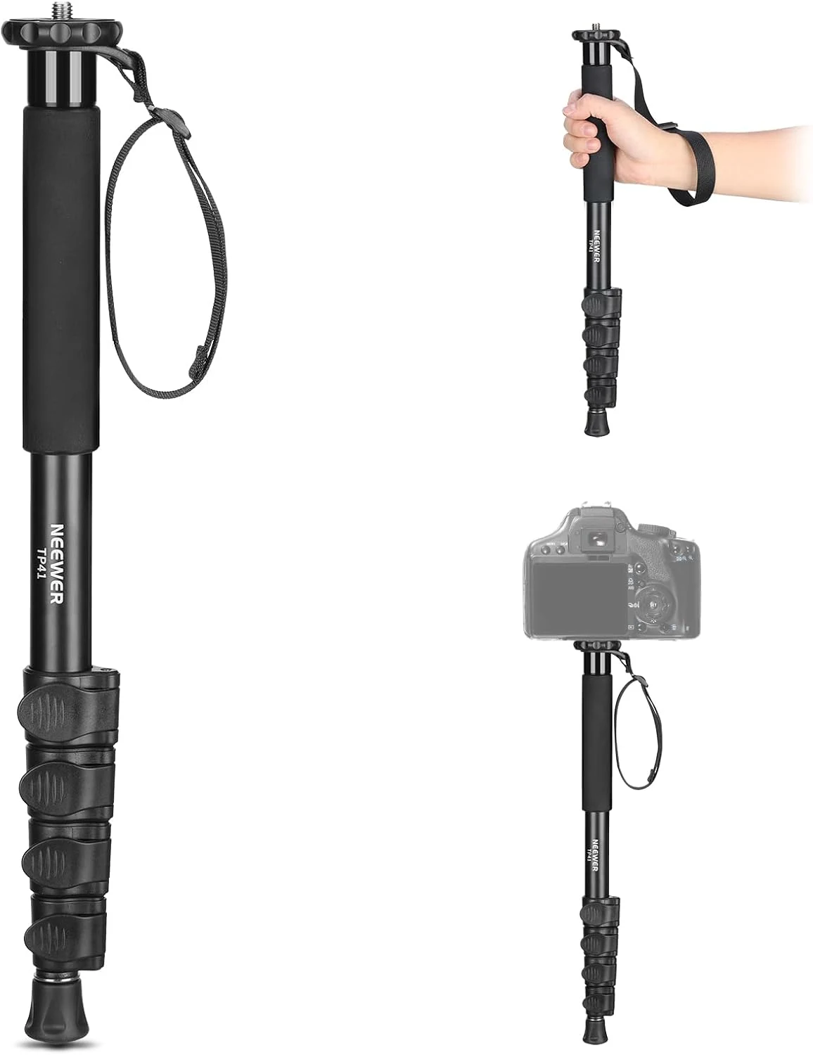 NEEWER 61"/155cm Camera Monopod Stand, Aluminum Alloy Portable Travel Video Monopod Pole (TP41)