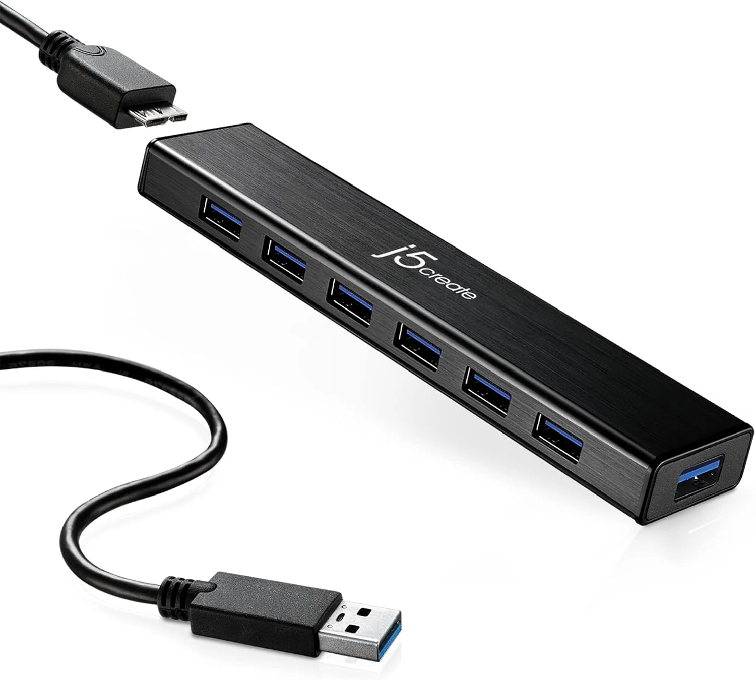 j5create 7-Port Powered USB 3.0 Data Hub with 3.3 ft Extended Cable (JUH377)