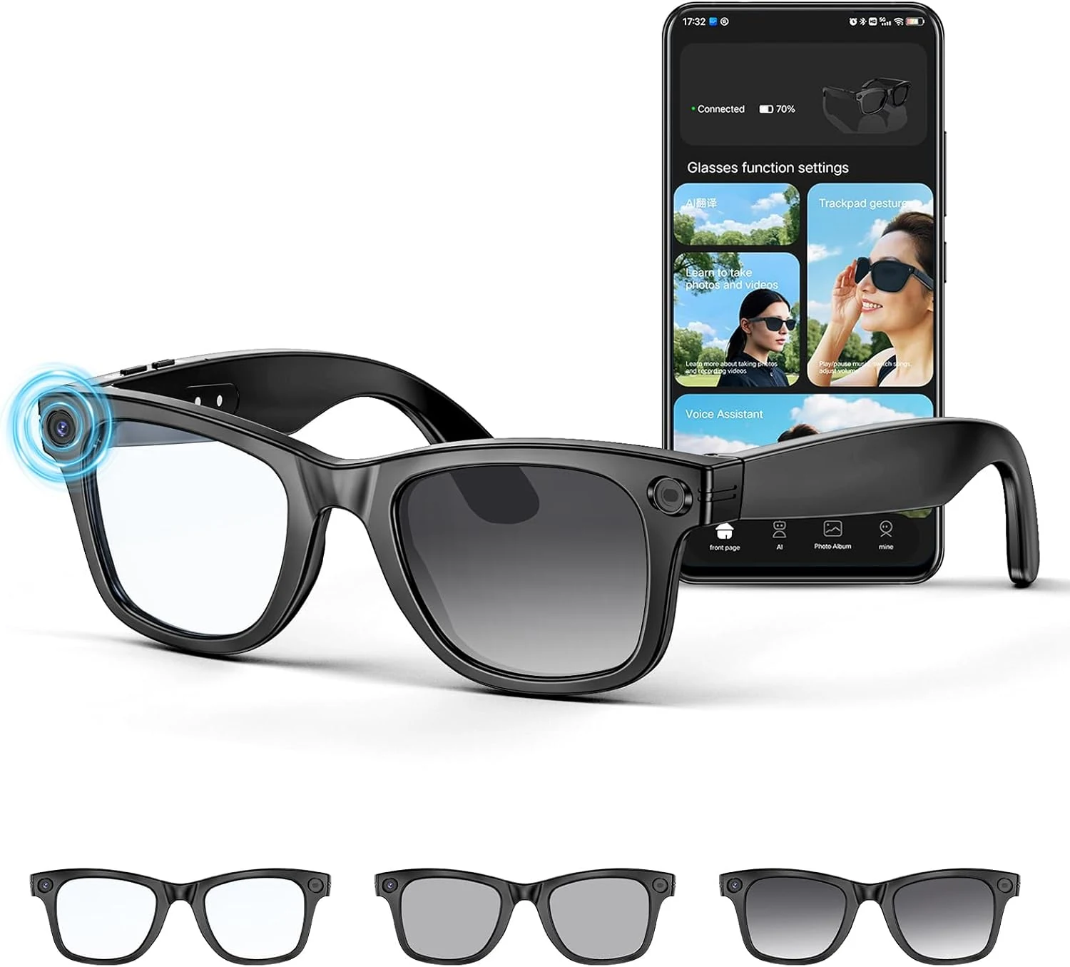 Mingtawn AI Smart Glasses 4K HD Camera, BT Call, 800W