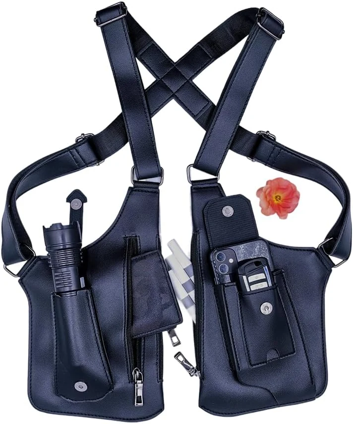 Double Shoulder Armpit Bag for Men, Anti-Theft Armpit Shoulder Bag (Black)