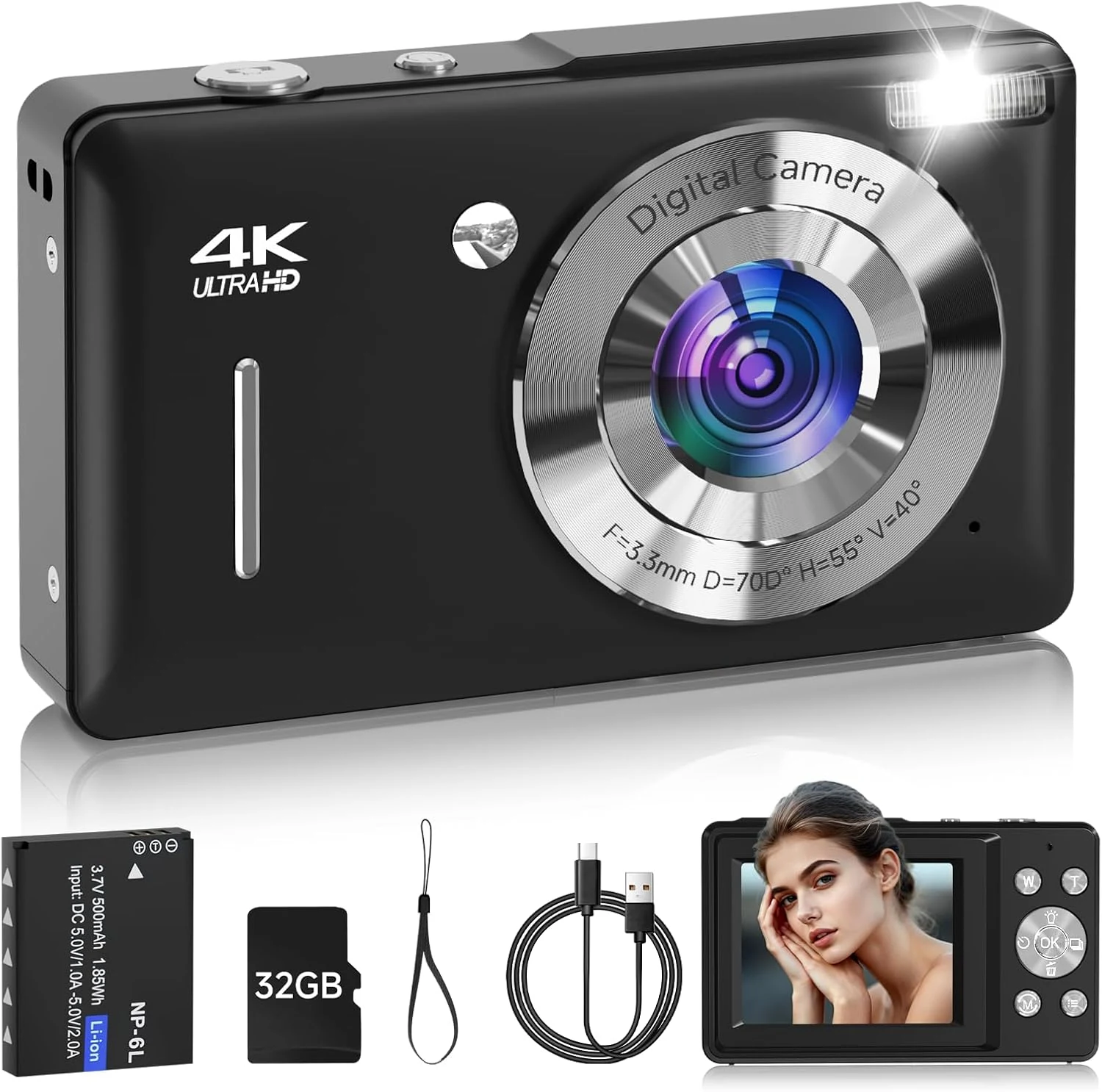 SMARTKLIK Digital Camera for Kids, FHD 1080P 44MP Point and Shoot