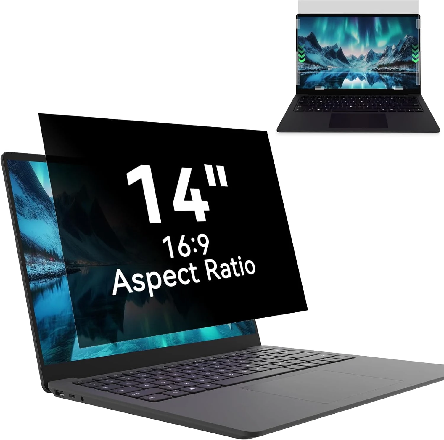 Laptop Privacy Screen 14 Inch, Laptop Screen Privacy Shield 16:9 Aspect Ratio Anti-Glare Blue Light Computer Monitor Protector