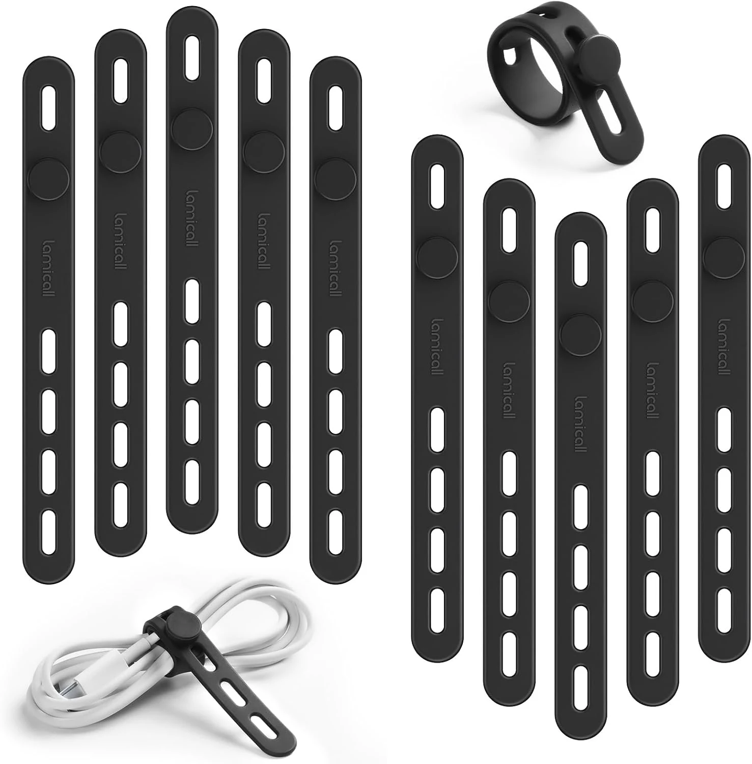 Lamicall 10Pack Reusable Cord Organizer Cable Ties