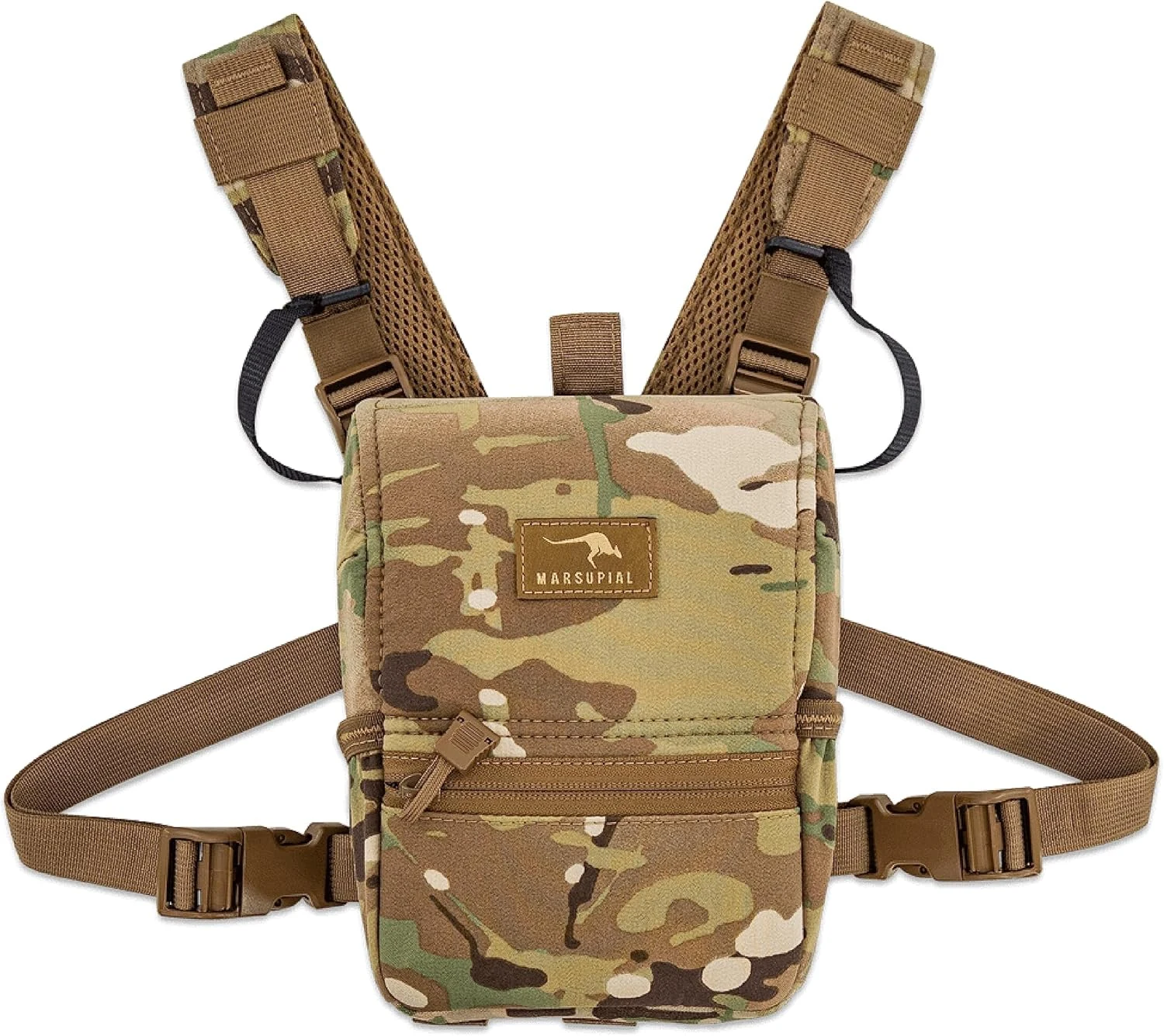 Marsupial Gear Enclosed Binocular Pack – Bino Chest Harness Built for Hunting & Outdoor Adventure with Full-Protection Design, Multicam, Large
