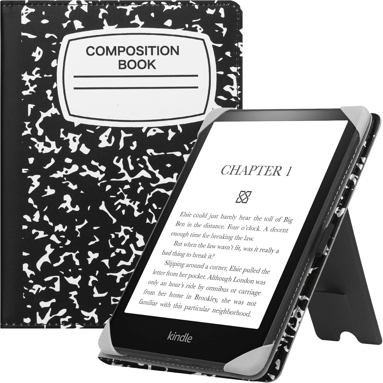 HGWALP Universal Case for 6" eReaders, Folio Leather Stand Cover with Handstrap