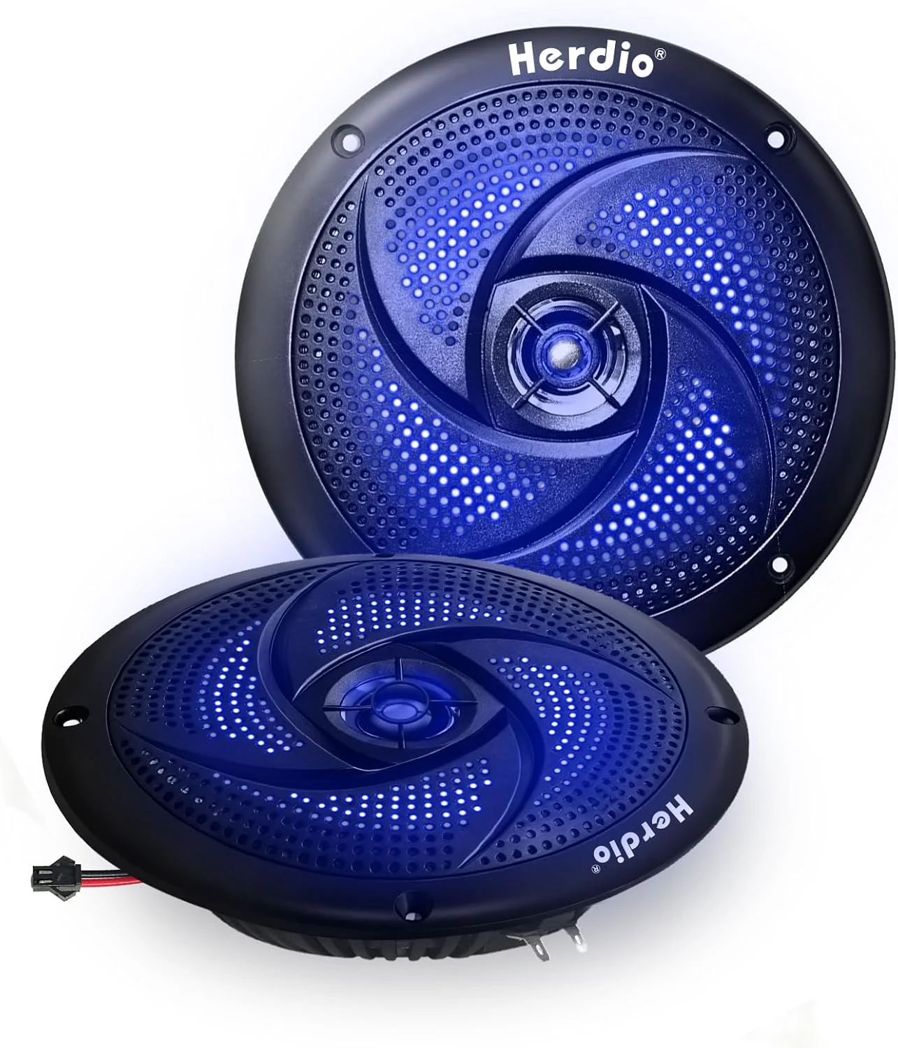 Herdio 6.5 Inch 240W Waterproof Marine Speakers (2-Way, LED, Low Profile)