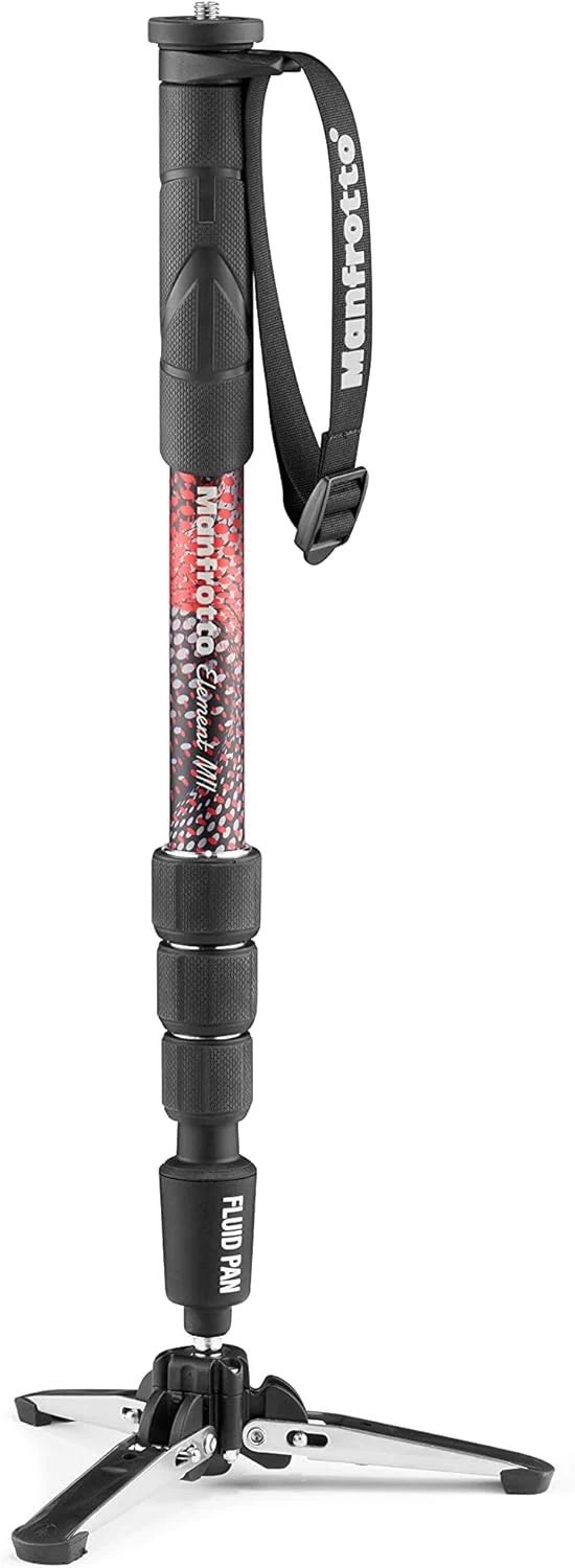 Manfrotto Element MII Video Aluminium Fluid Monopod, Slim and Lightweight, Loads up to 16kg, Foldable Fluid Base, 4 Sections, Twist Locks