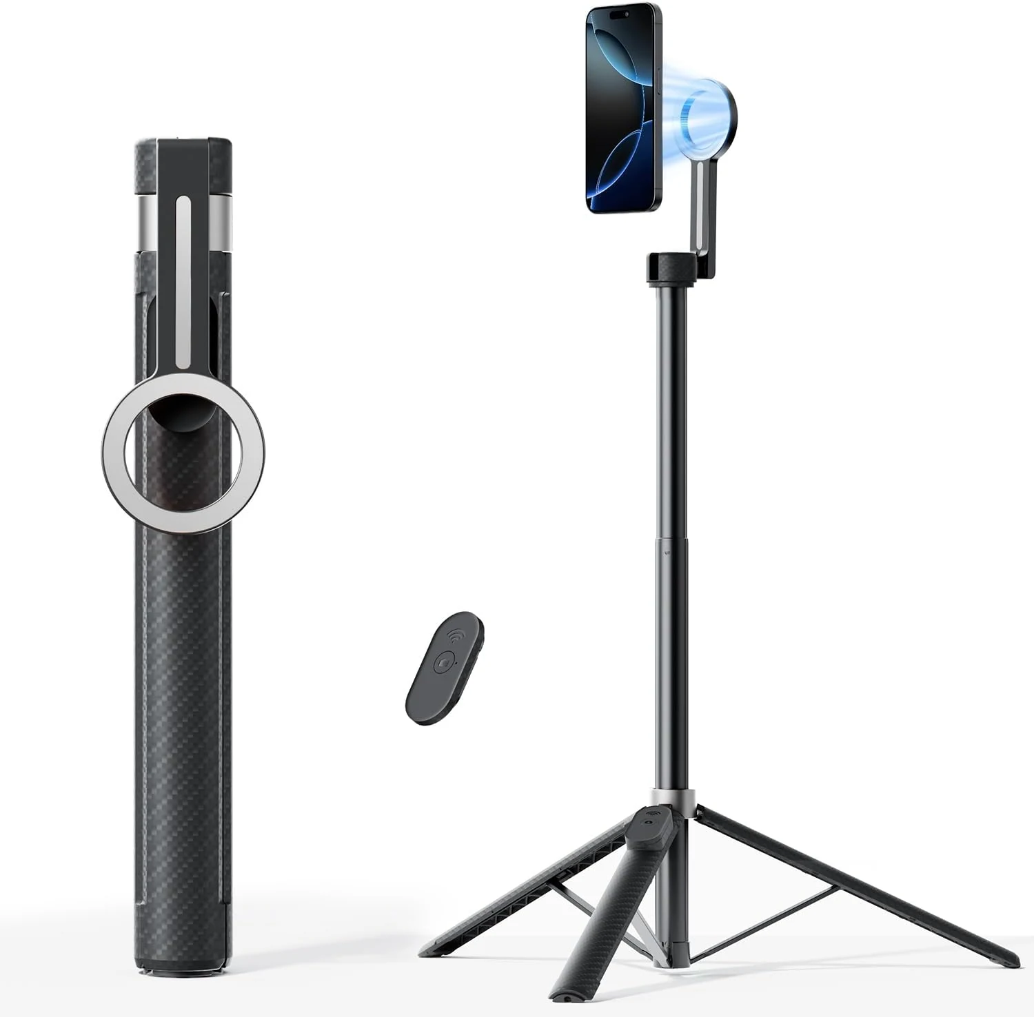 TODI 65" Magnetic Tripod for iPhone with Remote, Selfie Stick for iPhone Magsafe, Cell Phone Tripod Stand for Recording