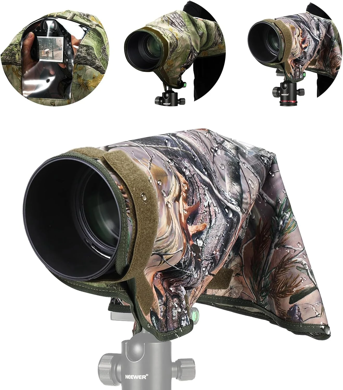 NEEWER Camera Rain Cover, M Medium Size Waterproof Raincoat Cover Sleeve for Canon Sony Nikon Fujifilm DSLR Camera & Lenses up to 200mm