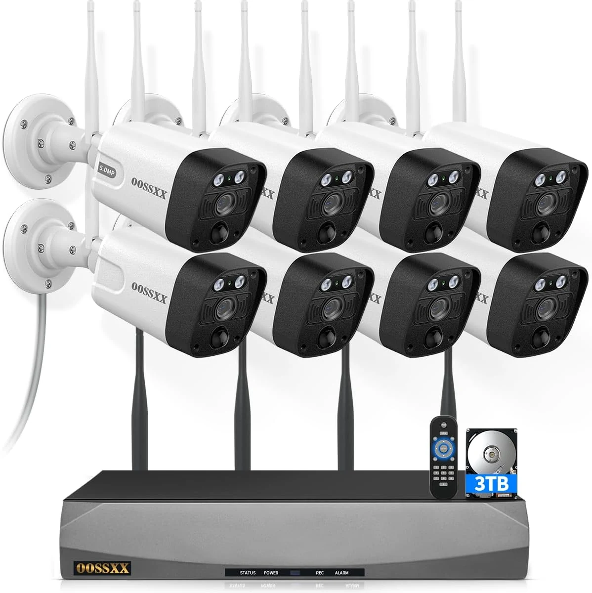(2026 New) 5MP Wireless Security Camera System, 16CH NVR with 8 Dual-Antenna Outdoor Cameras
