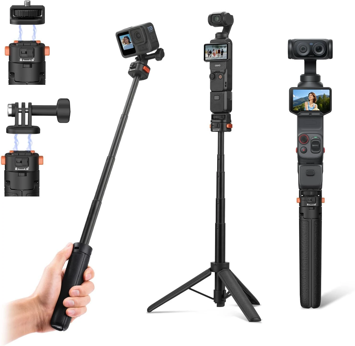 20" Osmo Pocket 3 4 Tripod, Xtra Muse Mini Table Desk Extendable Stand Small Handheld Selfie Stick Quick Release 1/4 Screw Vlog for DJI Action 6 5 Pro 4 for Insta360 X4 X5 Luna Ultra Accessories