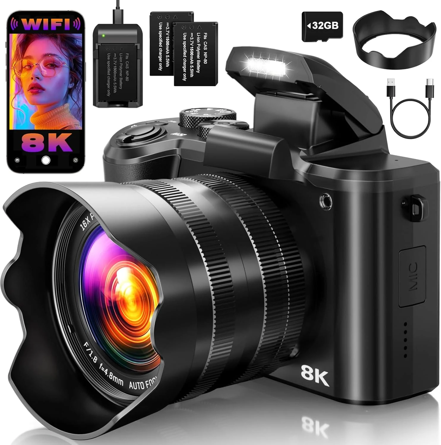 Tecglem 8K Digital Cameras for Photography, 2026 Autofocus 88MP WiFi Professional review