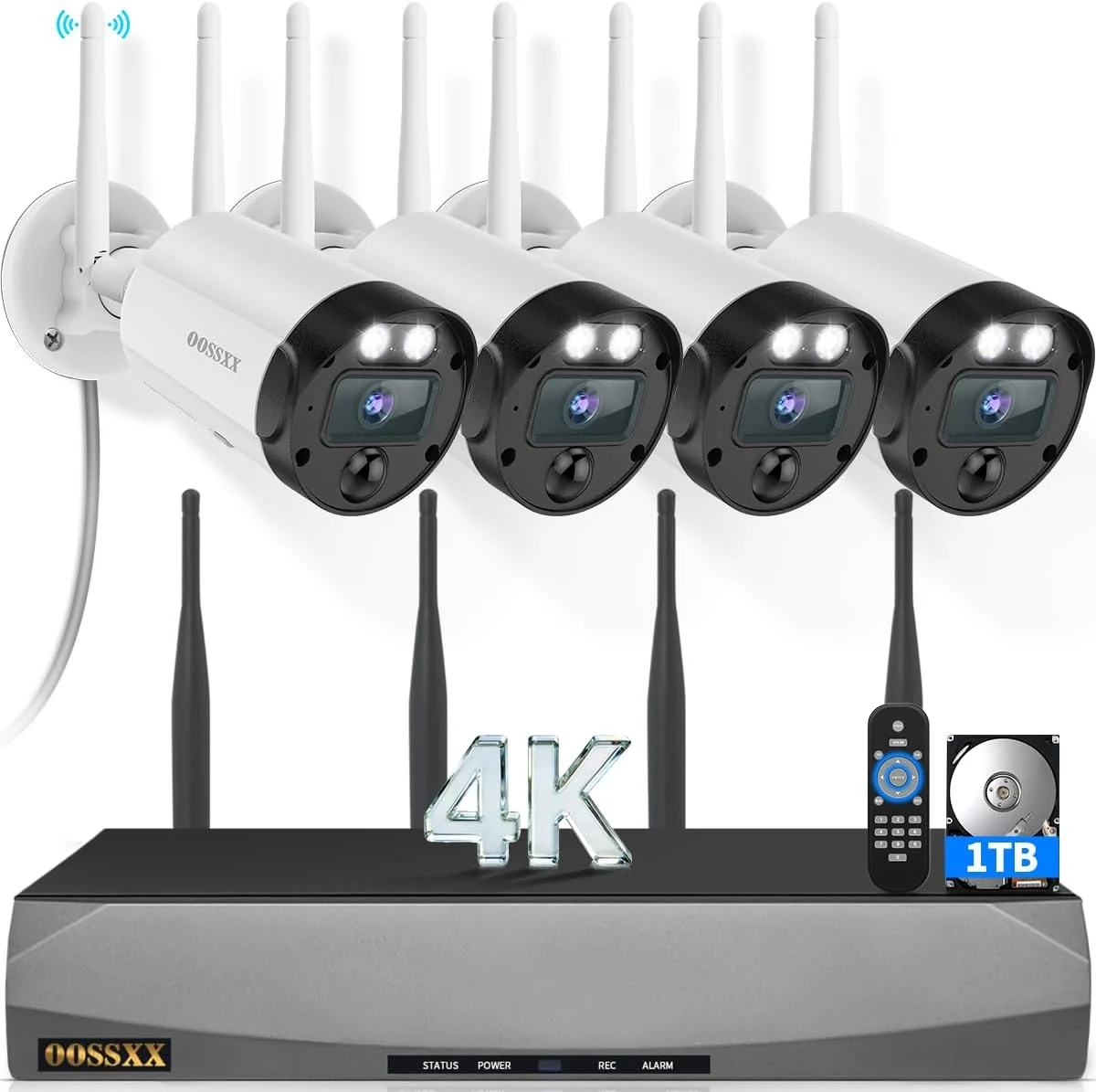 (2026 New) 4K Wireless Security Camera System Outdoor, Long Range +76% WiFi, Dual Antennas Cameras & 4-Antenna NVR