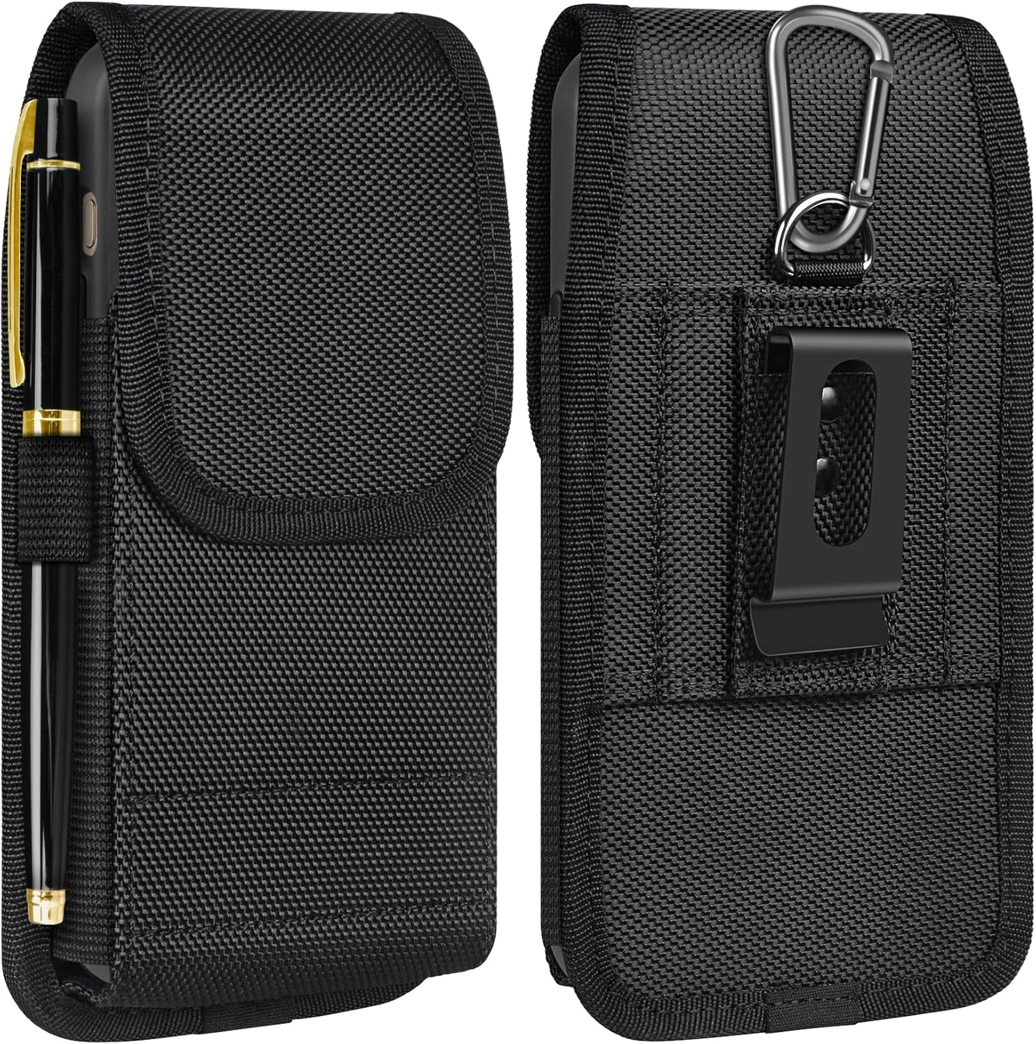 COANJIUO Cell Phone Holster with Card Holder Pouch Belt Clip Men (Nylon, Magnetic Closure)