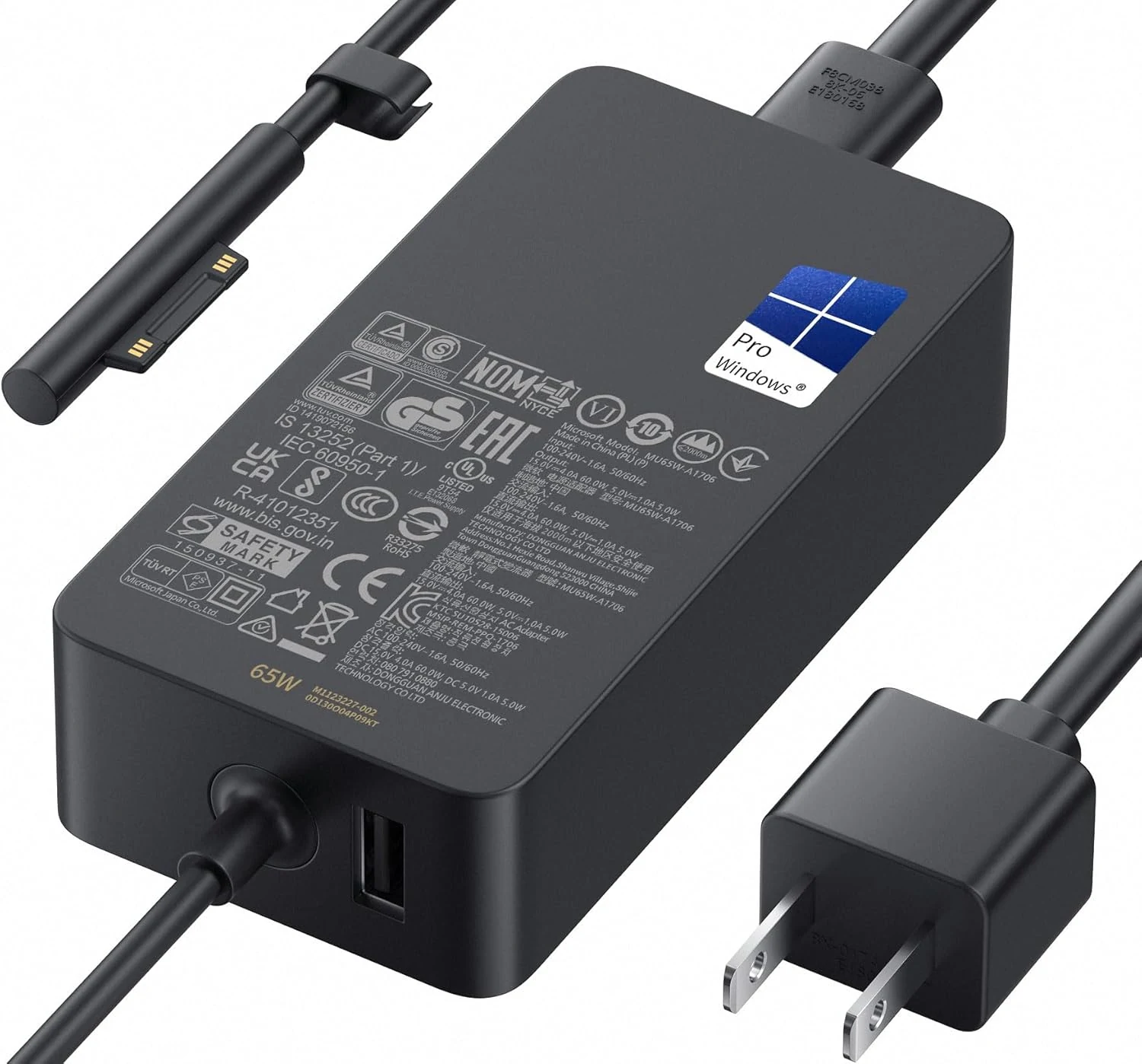 Microsoft Surface Pro Charger for 65W Windows Surface Charger 11,10,9,8,7+,7,6,5,4,3,X.Surface Laptop 6,5,4,3,2,1, Surface Go 3,2,1, Tablet, Surface Book 3,2,1