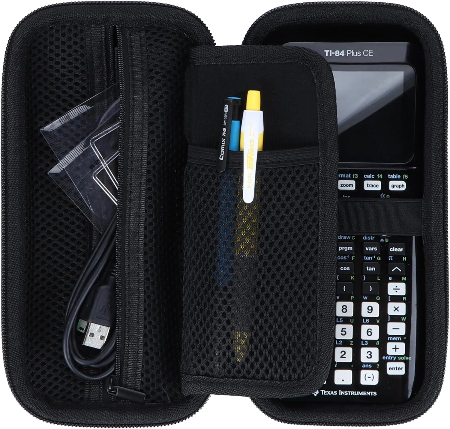 Peyyargo storage case compatible with Texas TI-84 Plus CE/TI-84 Plus/TI-84 Evo/TI-Nspire CX II CAS/TI-Nspire CX II/TI-83 Plus/TI-89 Titanium/TI-85/TI-86 calculator (black)