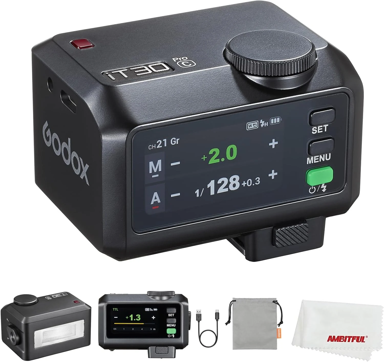 Godox iT30 Pro C iT30ProC Mini Flash for Canon Camera, TTL Auto-Exposure, HSS 1/8000 Seconds, 2.4G Wireless Xsystem, 2.8" Full-Color Touchscreen