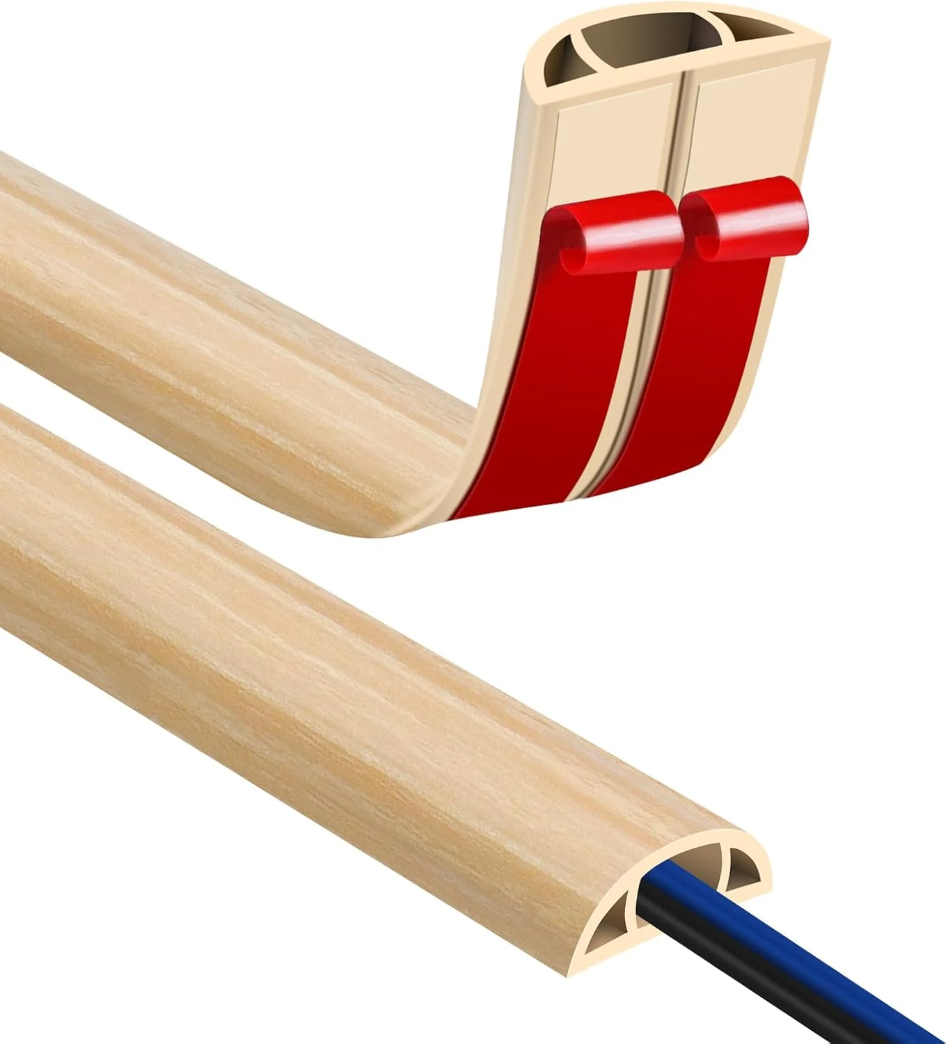 JAHOMFAI Floor Cord Covers for Wires 10FT Cable Hider Wire Cover (Self-Adhesive, PVC)