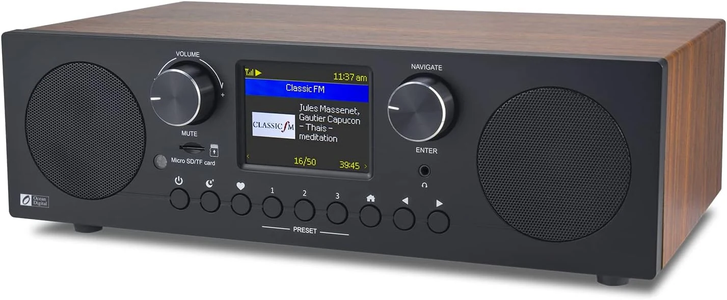 Ocean Digital WR-800 FM Wi‑Fi Internet Radio Stereo Speakers Micro