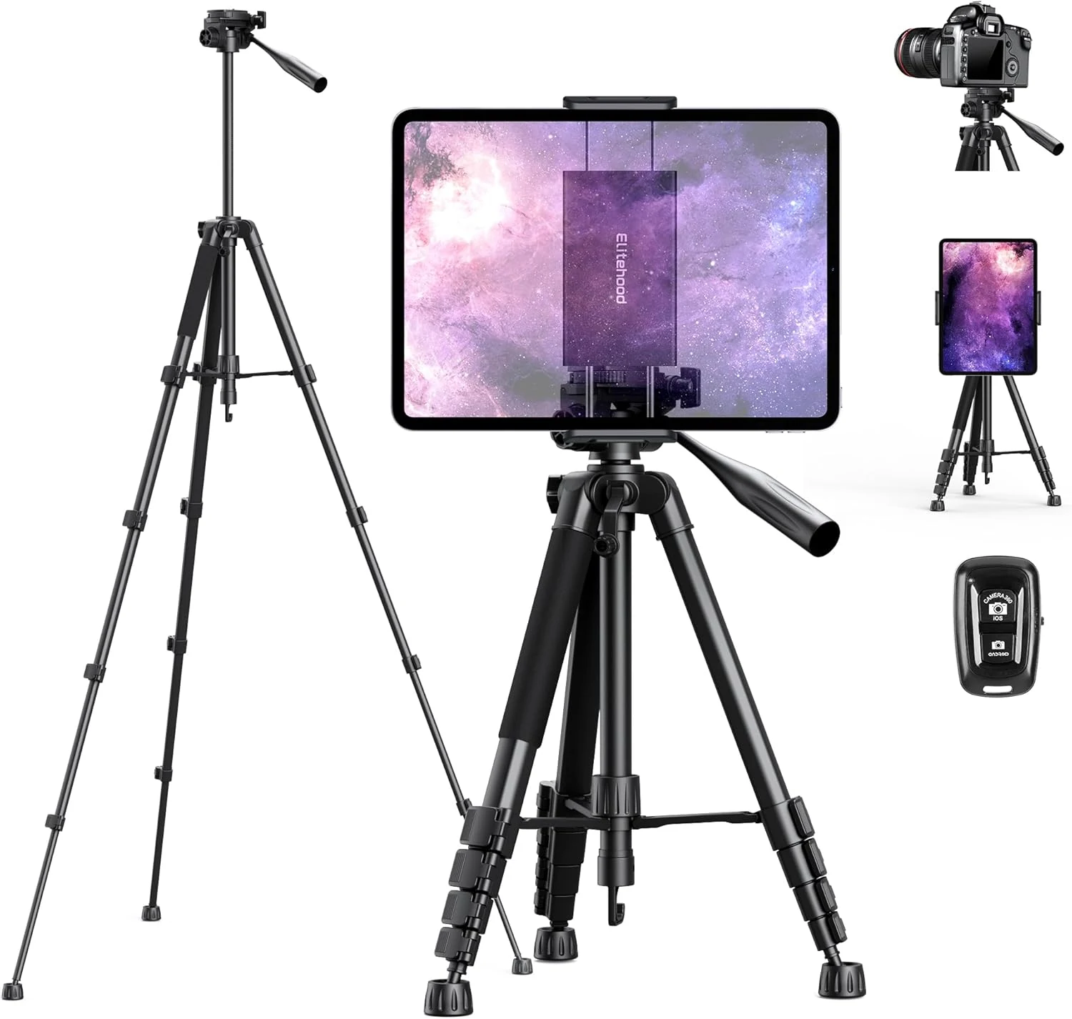 Elitehood 68" Heavy Duty iPad Tripod, Ultra-Stable Camera Tripod for iPad Pro 12.9