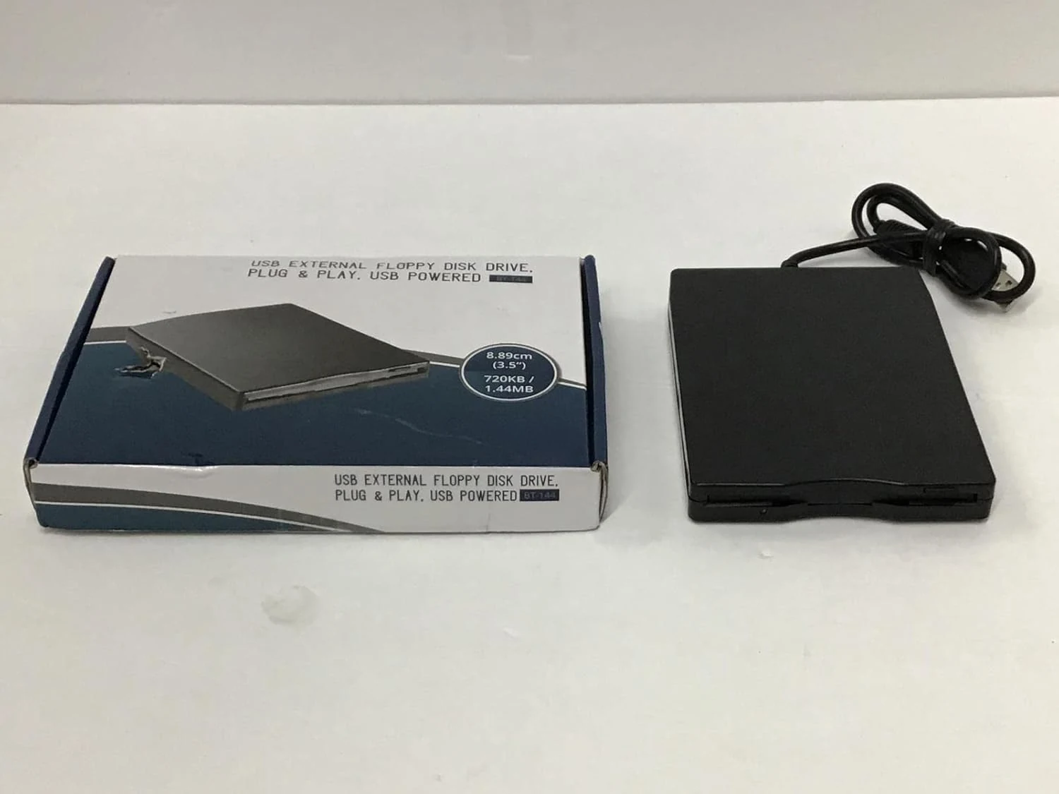 BT-144 Slim Black USB External Floppy Disk Drive, Plug & Play, USB Powered