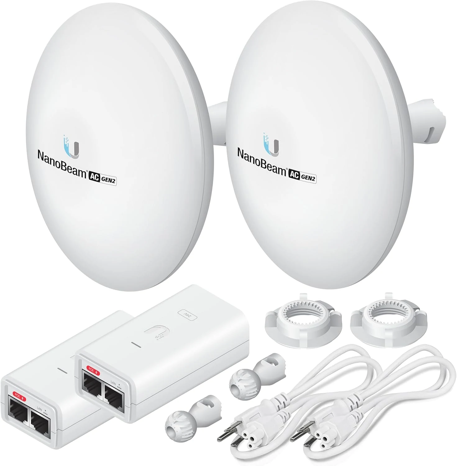 Wireless Bridge NBE-5AC-GEN2 PRE-CONFIGURED Bundle of 2 Ubiquiti NanoBeam 5AC GEN2