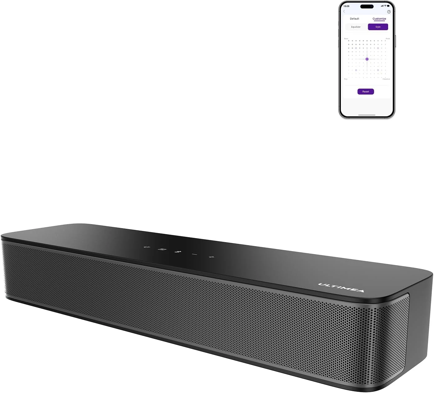 ULTIMEA 2.1ch Surround Sound Bar for TV, Built-in Subwoofer, Peak Power 132W, App Control, 16 Inches Bluetooth 5.4 TV Speakers Soundbar, All-in-one PC Soundbar, Opt/AUX/Wall Mount, Poseidon M20 Pro