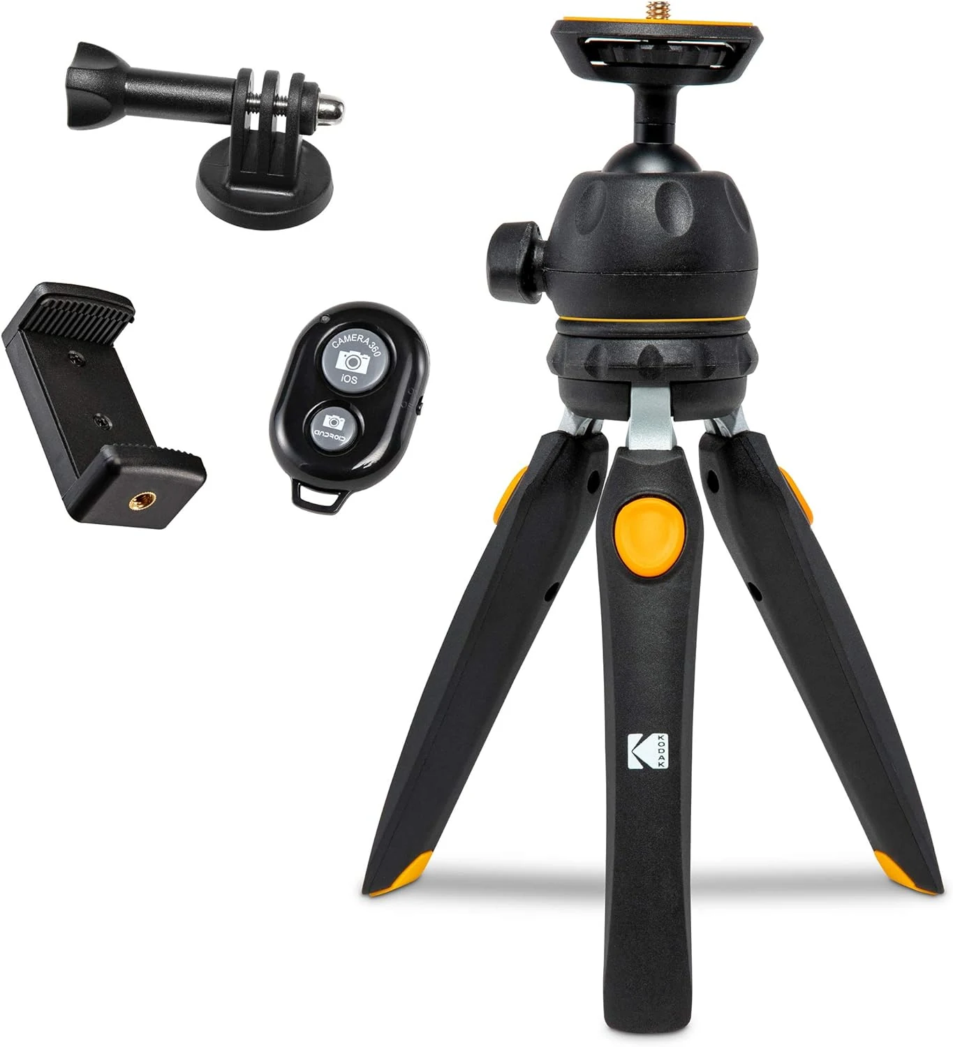 Kodak PhotoGear Mini Adjustable Tripod with Remote, Black