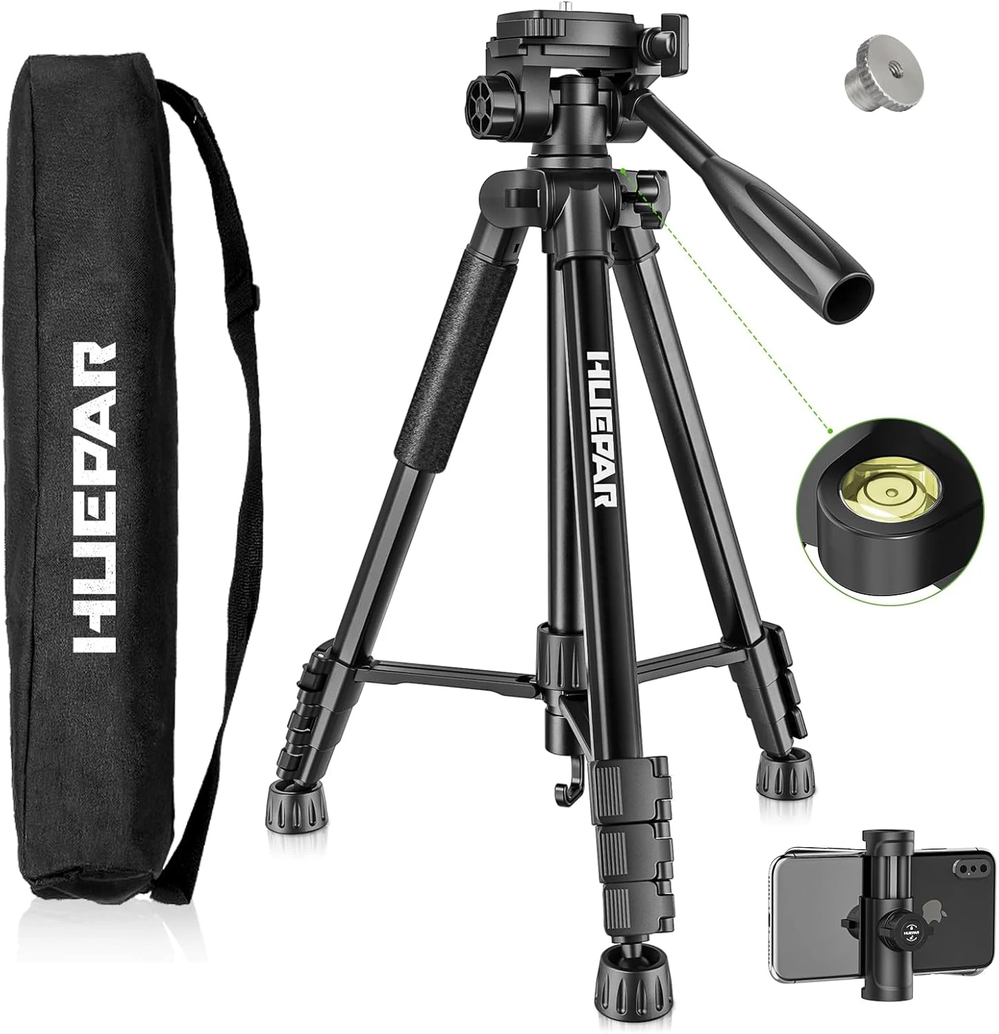 Huepar Professional Laser Level Tripod, 60 Inch Adjustable Laser Level Stand (TPD14B)