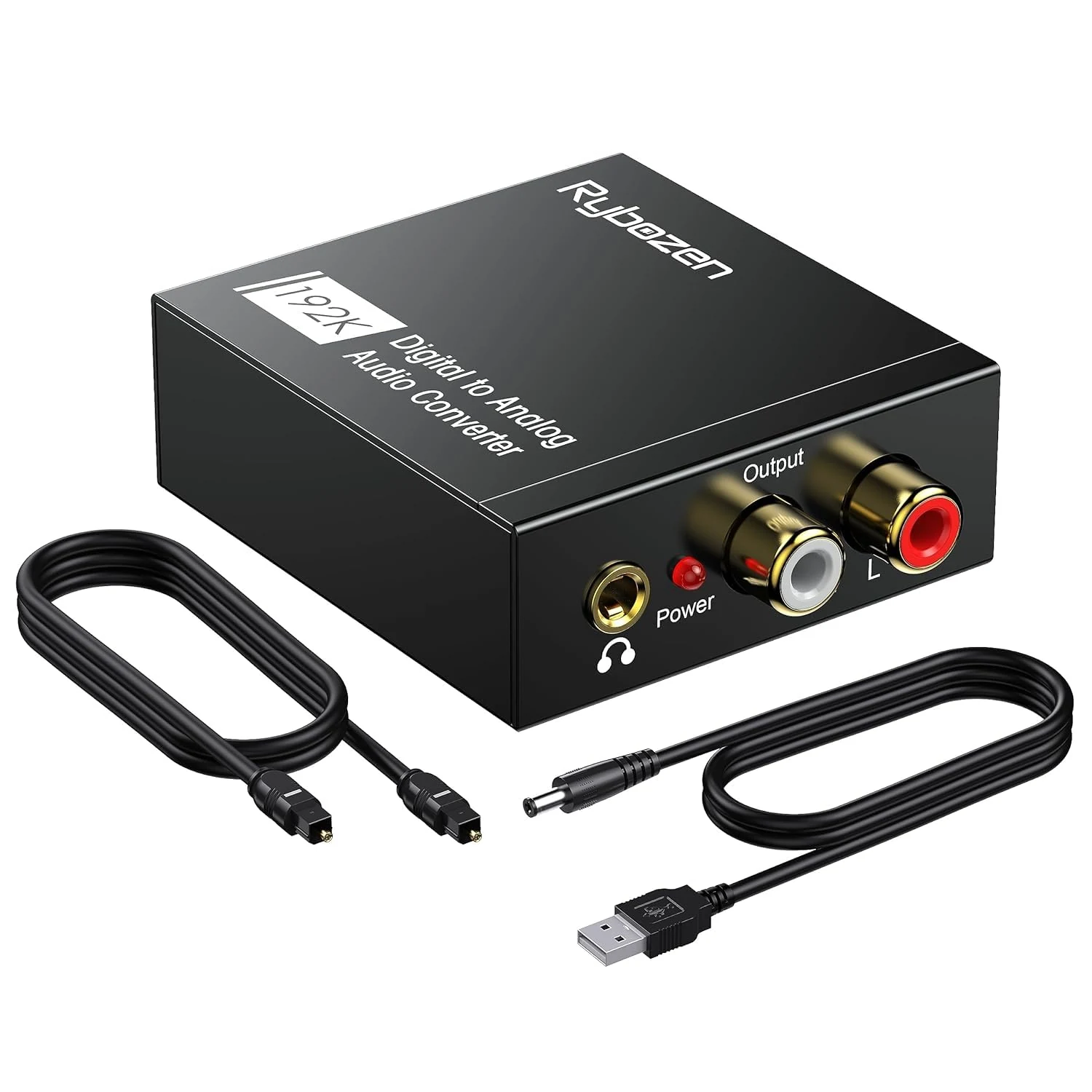 DigitConvert DAC 192KHz Optical to RCA Audio Converter (Toslink to 3.5mm with Coaxial Cable)