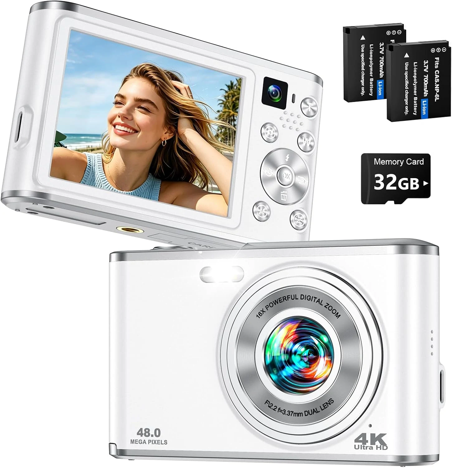 YOODEE 2026 Upgraded 4K Digital Camera for Photography & Vlogging (48MP, Dual Lens, 16X Zoom)